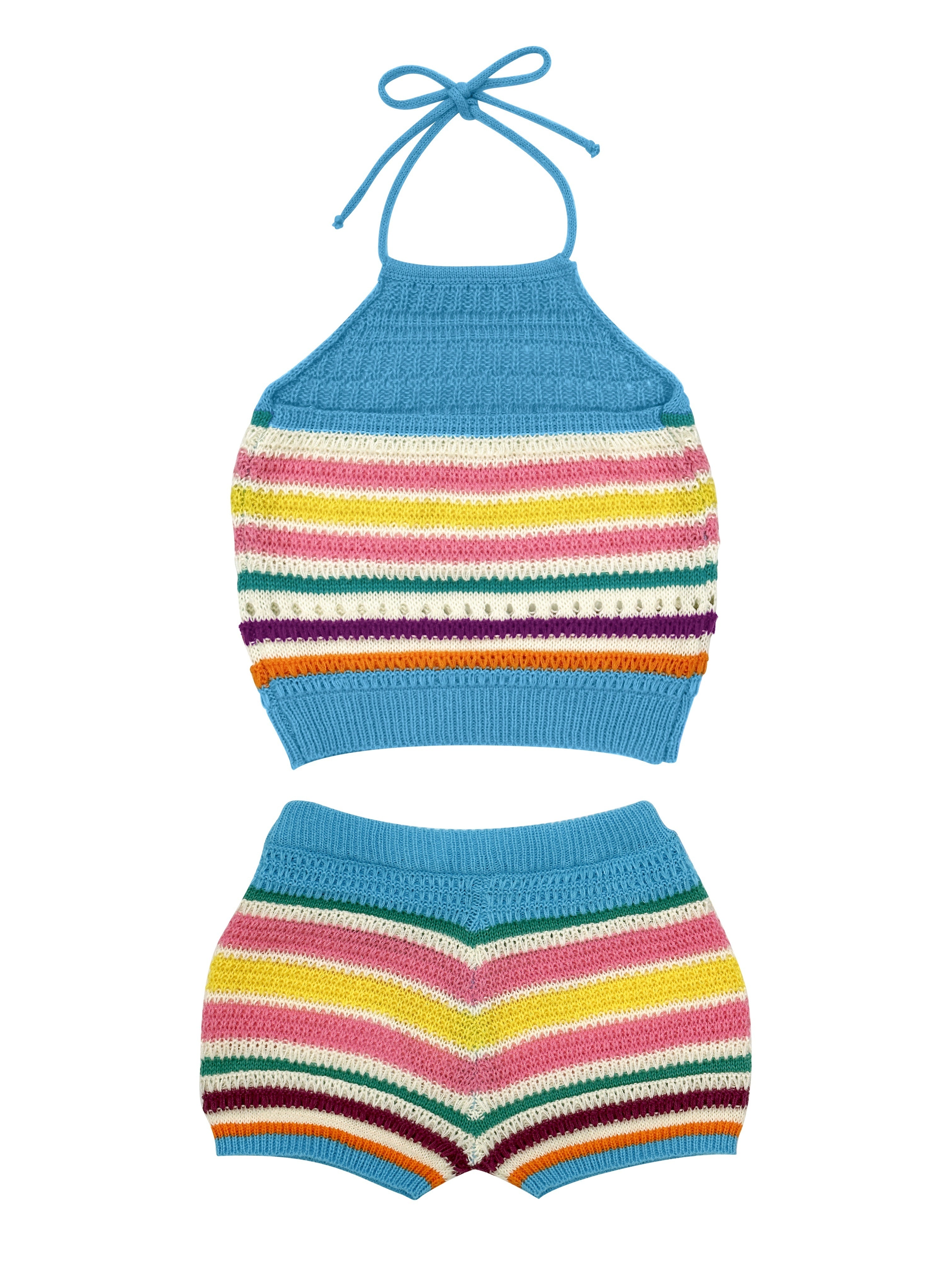 Women'S Y2K Hollow Stripe Two-Piece Set