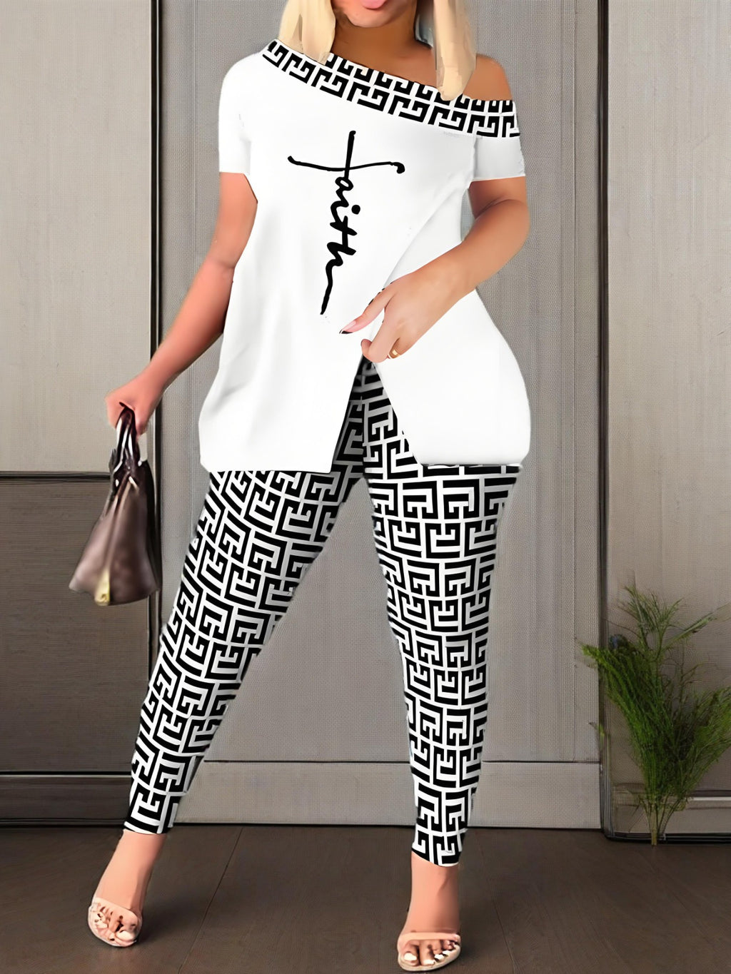 2pcs Outfits for Women Casual 2pcs Outfits Off Shoulder Sets Pants Suit for Women Suitable for Spring And Summer, Pant Suits for Women, Womens Trouser Suits, Pant Suits for Women, White Pants for Women Elegant Classy, Trendy