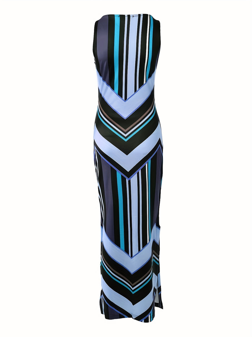 Women's Elegant Sleeveless Maxi Dress, Flattering Fit, Formal & Casual Chic Outfit, All-Season Formal Party Wedding Everyday Dresses for Women, Geometric Pattern, Spring/Fall/Summer, Dresses for Wedding, Spring Fashion, Styli