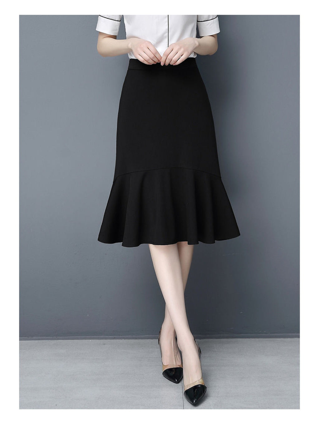 Women's Dresses A-line Cut Ruffle Fishtail Wrap Skirt Office Pencil Skirt High Waist Below Knee Casual Elegant Halter Skirt