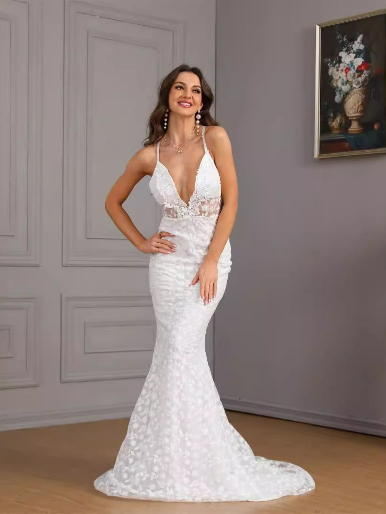 Women's Dresses-2025 New Women's Sexy Sleeveless Suspender Tail Slim Wedding Dress Wedding Dress Women's Dress