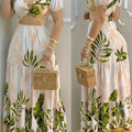Women'S Elegant Off-Shoulder Floral Maxi Dress - V-Neck, Slim Fit, Long Sleeve, Lightweight Polyester, Perfect for Summer Vacation, Parties, and Casual Outings, Summer Dresses