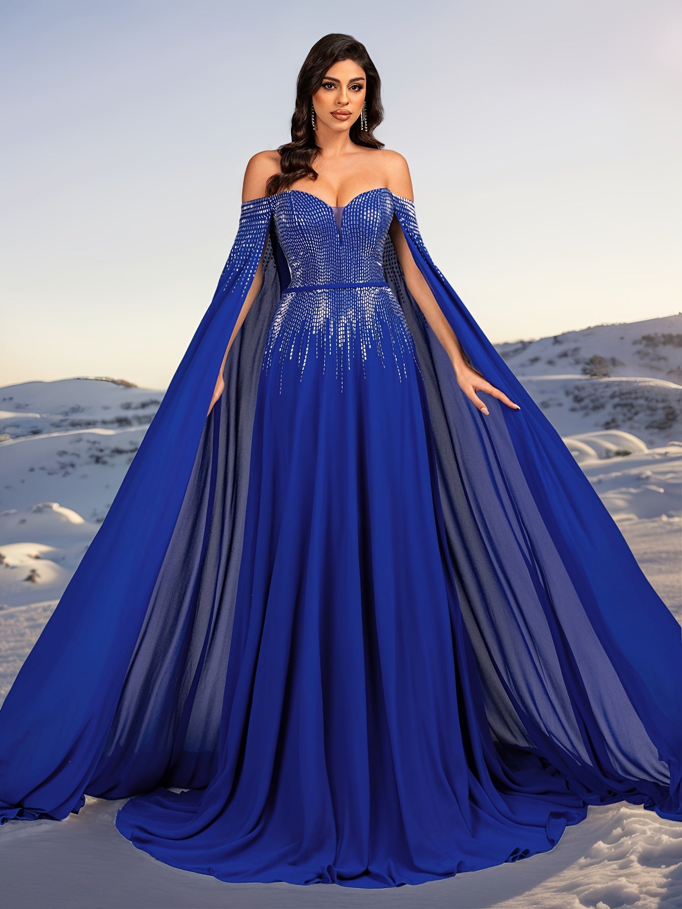 A Sequined Embroidered Evening Gown for Women, Elegant Party Attire, Long Evening Dress for Ladies, New Style for 2025, Fashionable Women'S Clothing, Festive Outfits for Women, Boutique Women'S Apparel.