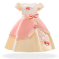 Girls Princess Dress Short Sleeve Embroidered Flower Bow Lace Dress Performance Dress Wedding Flower Girls For Evening Birthday Party Kids Clothes