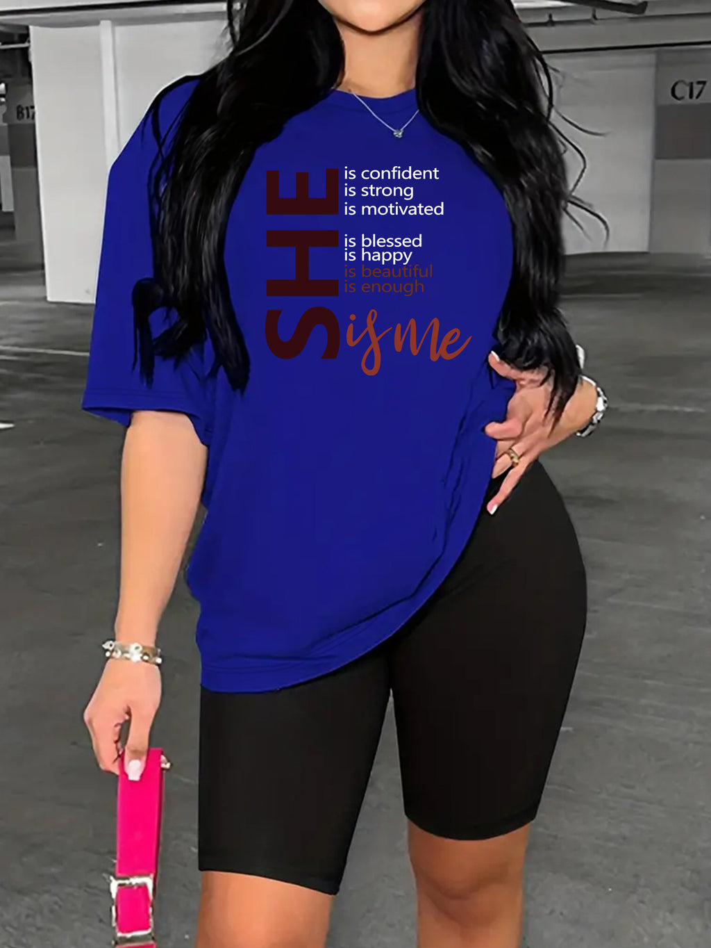 Two Piece Set, Drop Shoulder Short Sleeve Letter Print Casual T-shirt & Short Leggings Outfits for Women
