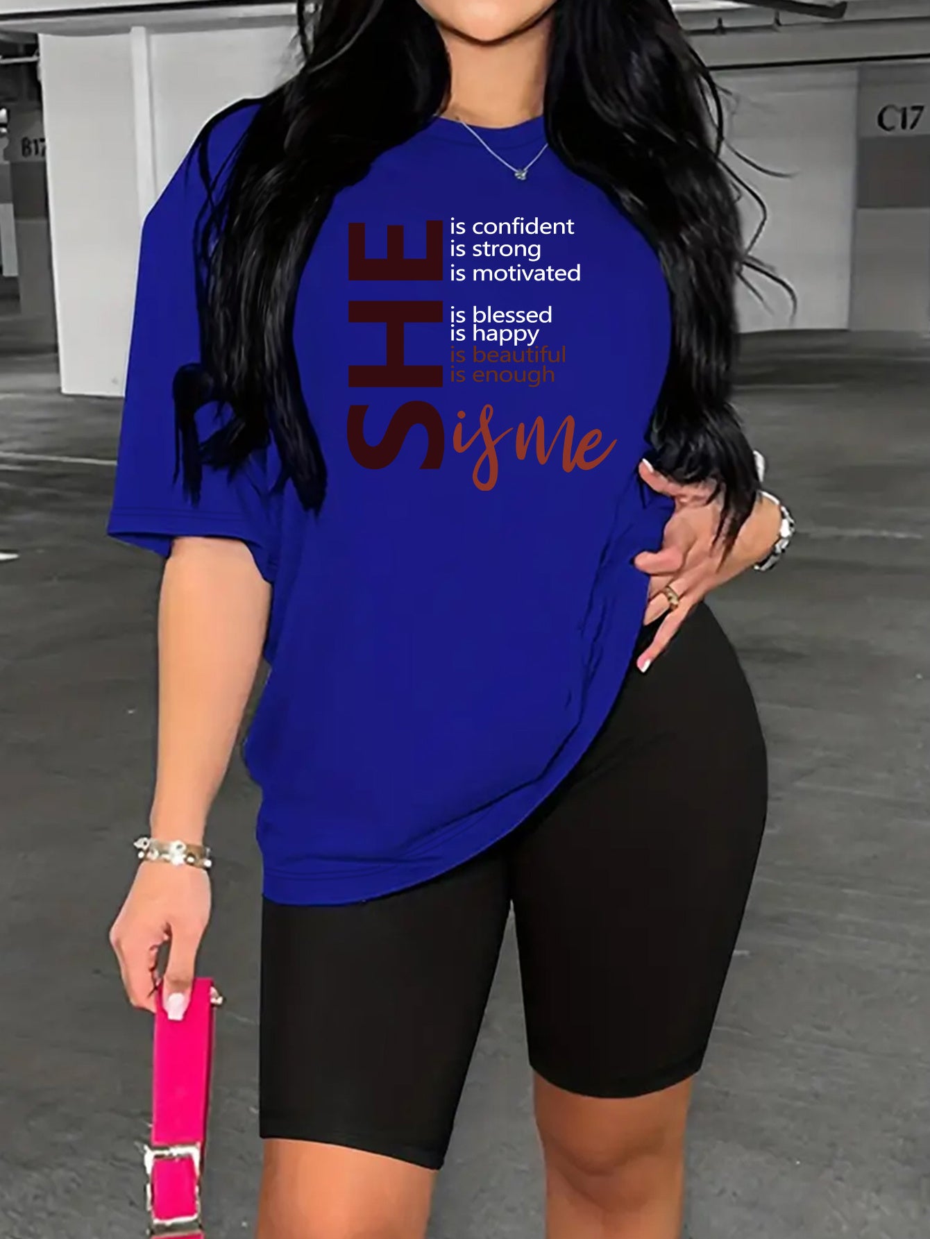 Two Piece Set, Drop Shoulder Short Sleeve Letter Print Casual T-shirt & Short Leggings Outfits for Women