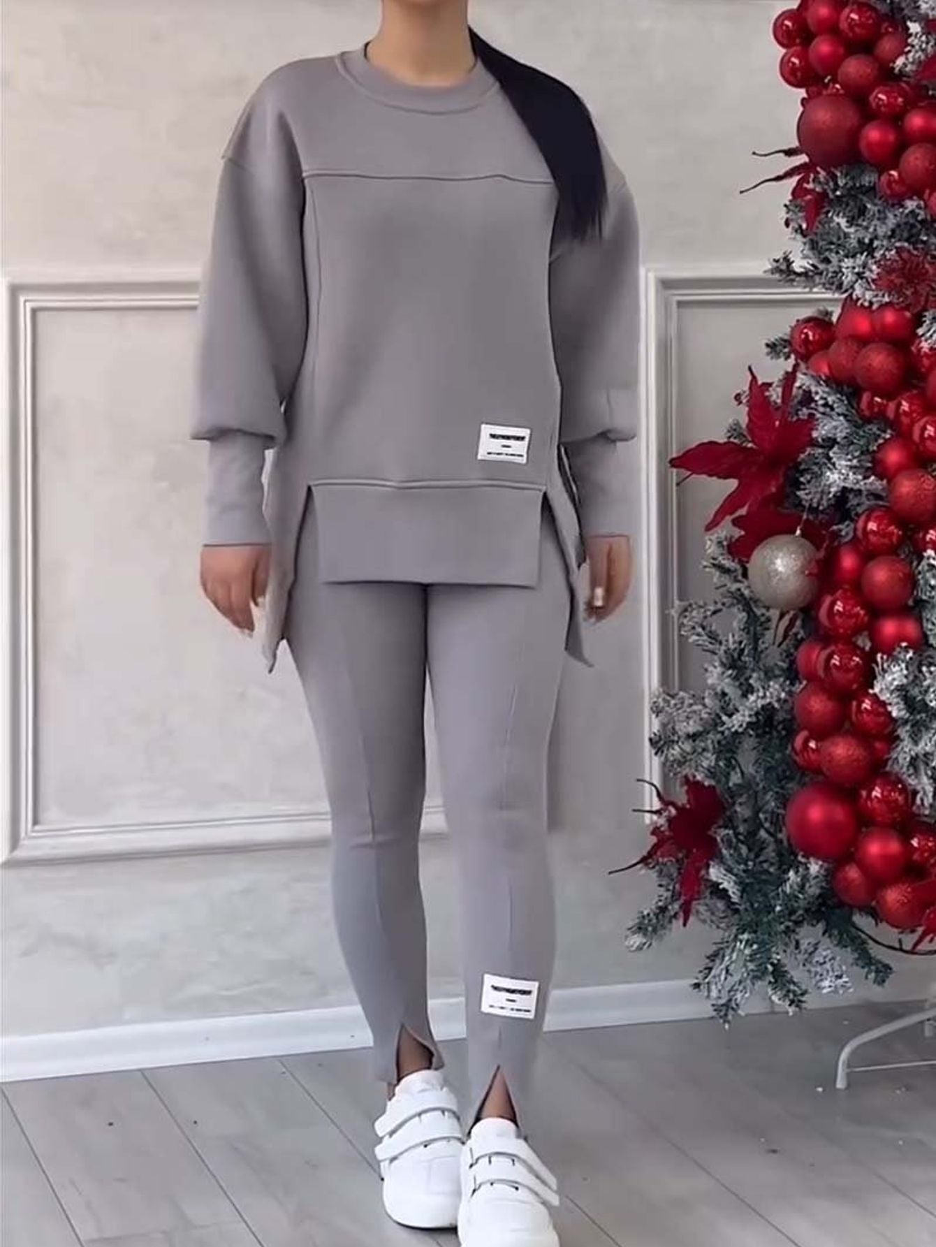 Comfortable Plus Size Women'S Casual Long Sleeve Color Block Athletic Top and Pants Set, Plus Size Workout Clothes for Women, Gym Outfits for Women Set Plus Size, Gym Clothes Women, Womens Plus Size Workout Clothes, Gym Outfi