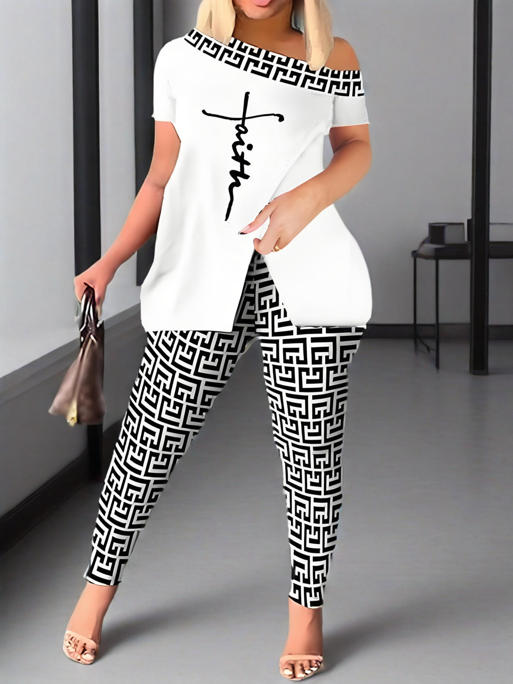 2pcs Outfits for Women Casual 2pcs Outfits Off Shoulder Sets Pants Suit for Women Suitable for Spring And Summer, Pant Suits for Women, Womens Trouser Suits, Pant Suits for Women, White Pants for Women Elegant Classy, Trendy