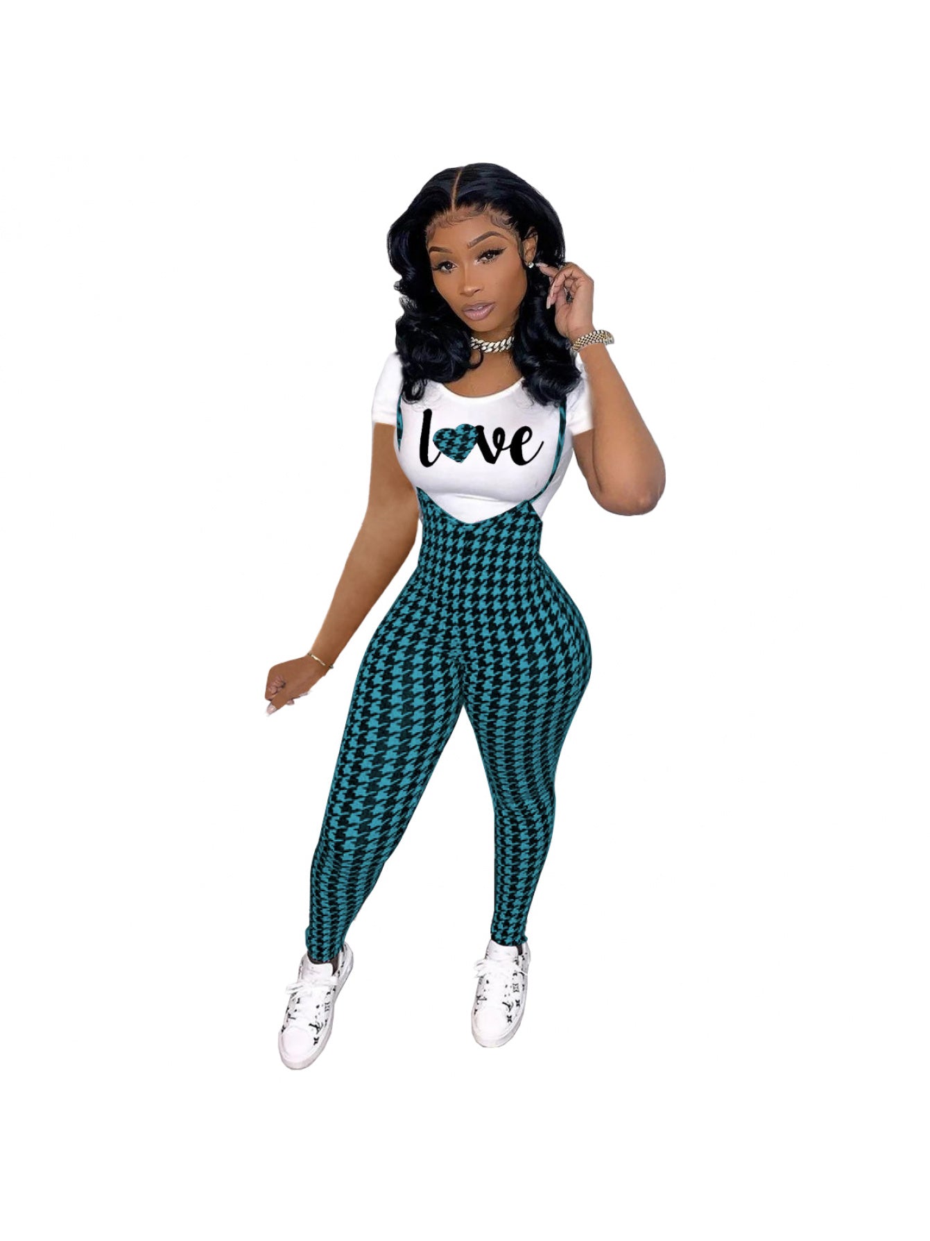 Women'S fashion pattern printed short sleeved T-shirt+camisole jumpsuit two-piece set, Jumpsuit for Women, Two Piece Outfits for Women, Casual Wear, Everyday Outfit, Trendy Fashion, Stylish Jumpsuit, Breathable Material, Ligh
