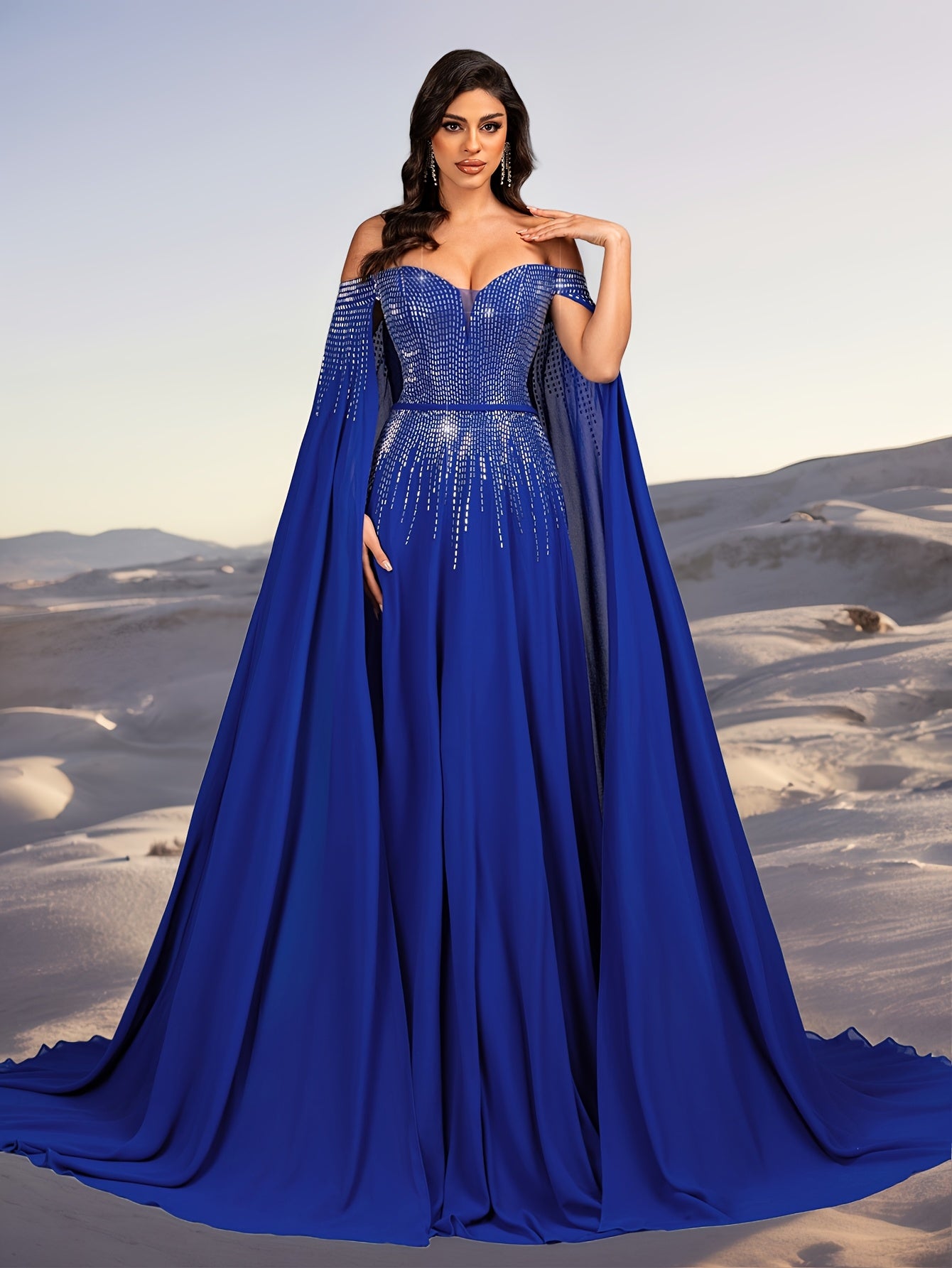 A Sequined Embroidered Evening Gown for Women, Elegant Party Attire, Long Evening Dress for Ladies, New Style for 2025, Fashionable Women'S Clothing, Festive Outfits for Women, Boutique Women'S Apparel.