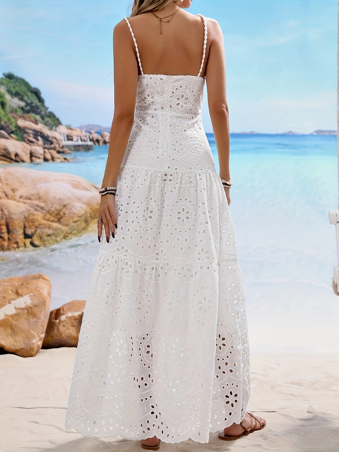 Women's Elegant Beach Maxi Dress - Formal to Casual Evening gowns, Machine Washable Non-See-Through Formal & Party Outfits for Women - Vacation & Everyday Evening Wear, Beach Dress