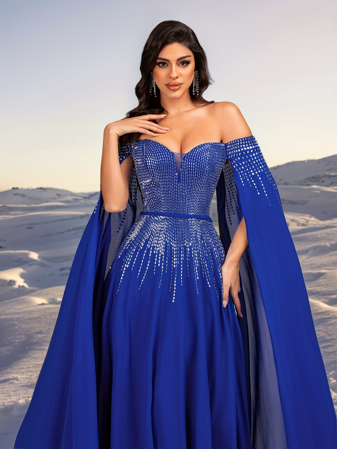 A Sequined Embroidered Evening Gown for Women, Elegant Party Attire, Long Evening Dress for Ladies, New Style for 2025, Fashionable Women'S Clothing, Festive Outfits for Women, Boutique Women'S Apparel.