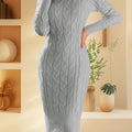 Women's Stretchy Sweater Dress - Long Sleeve Bodycon Midi, Elegant Turtleneck Party to Casual Outfit in Lavender Purple - Machine Washable Fall Winter Dresses for Women