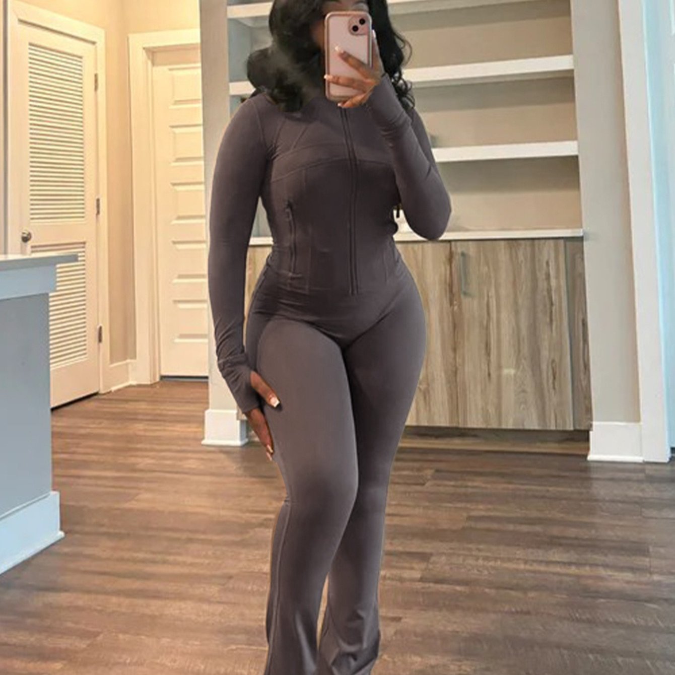 Spring and summer new s leisure Women's clothing sexy tight long-sleeved bell two-piece set, Cute Outfits For Women, Trendy Clothes For Women
