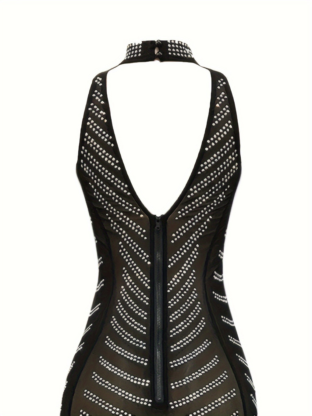 PORRCEY Women Rhinestone Birthday Party Sleeveless Dresses Sexy Club Night Out Maxi Dress