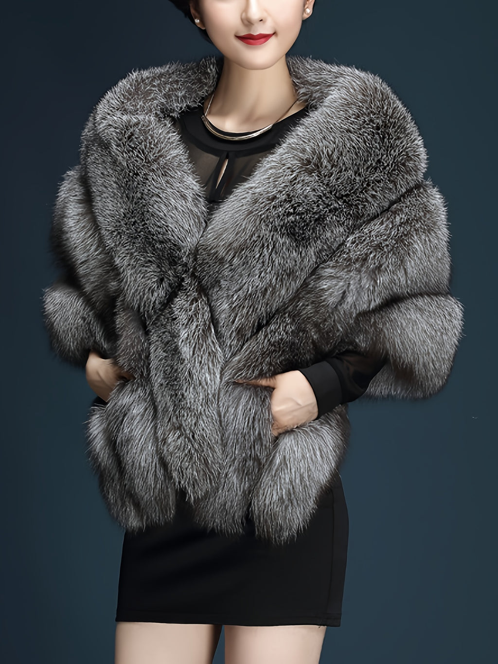 Plus Size - Plus Size High-Quality Faux Fur Shawl for Autumn And Winter Evening Parties And Luxurious Women'S Dresses.