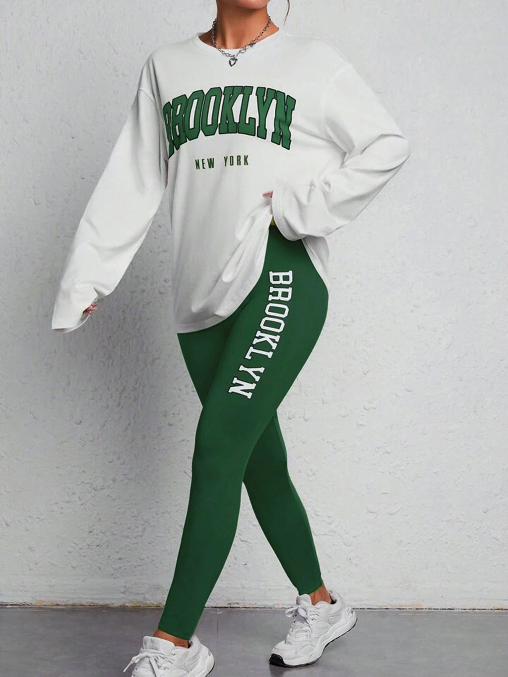 Women's Letter Print Casual Spring & Fall Two-piece Pants Set, Crew Neck Long Sleeve T-shirt & Slim Pants Outfits - For Women - Perfect for Casual Wear - Ideal Gift for Fashionable Ladies