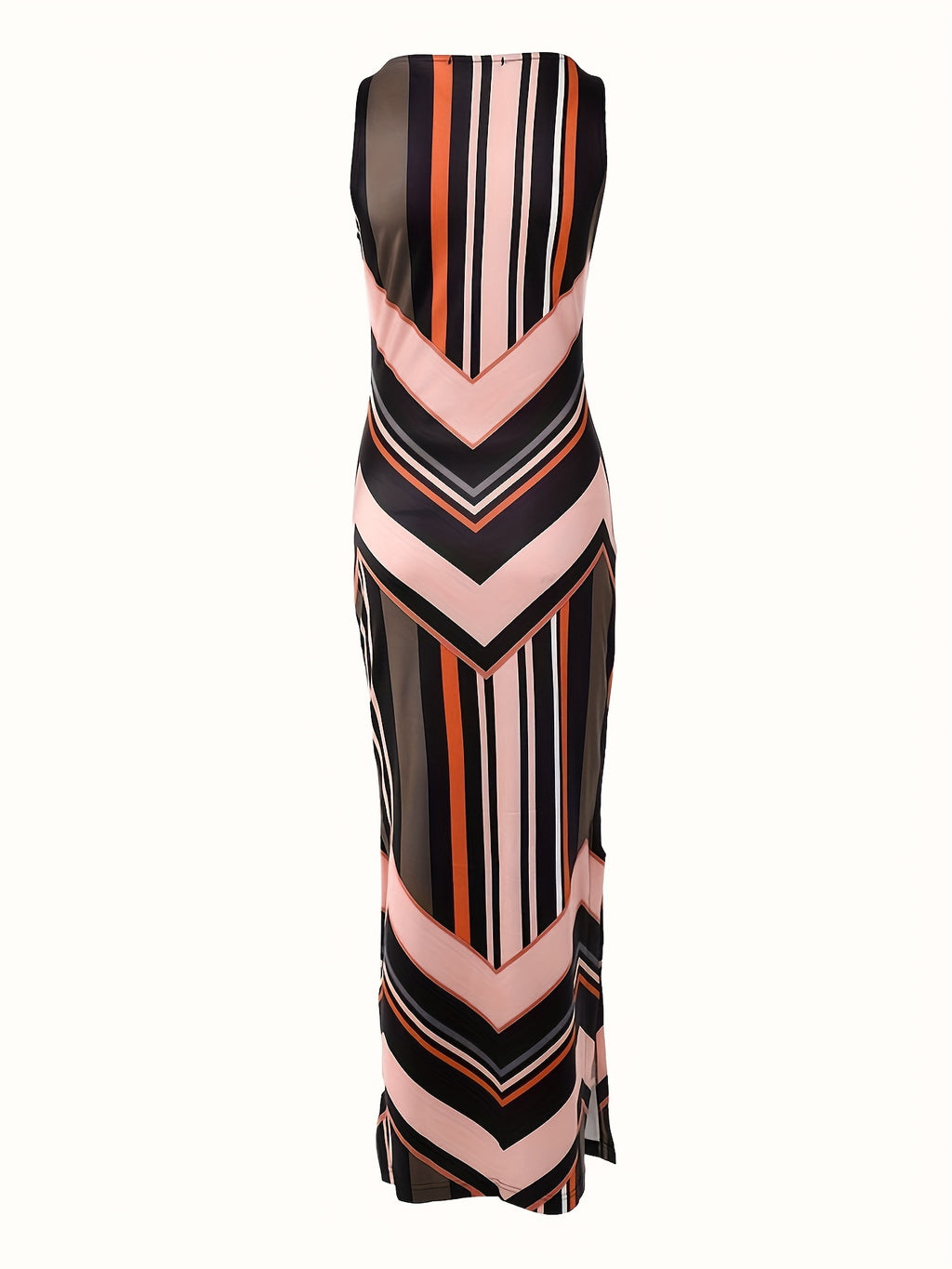 Women's Elegant Sleeveless Maxi Dress, Flattering Fit, Formal & Casual Chic Outfit, All-Season Formal Party Wedding Everyday Dresses for Women, Geometric Pattern, Spring/Fall/Summer, Dresses for Wedding, Spring Fashion, Styli