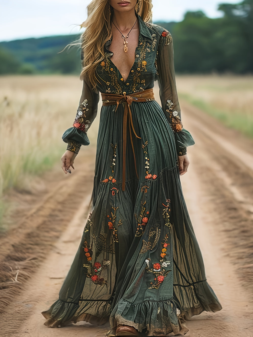 Bohemian Print Vacation Beach Dress, Women's Dress, Dresses, Women's Bohemian Dress, Women's Dresses