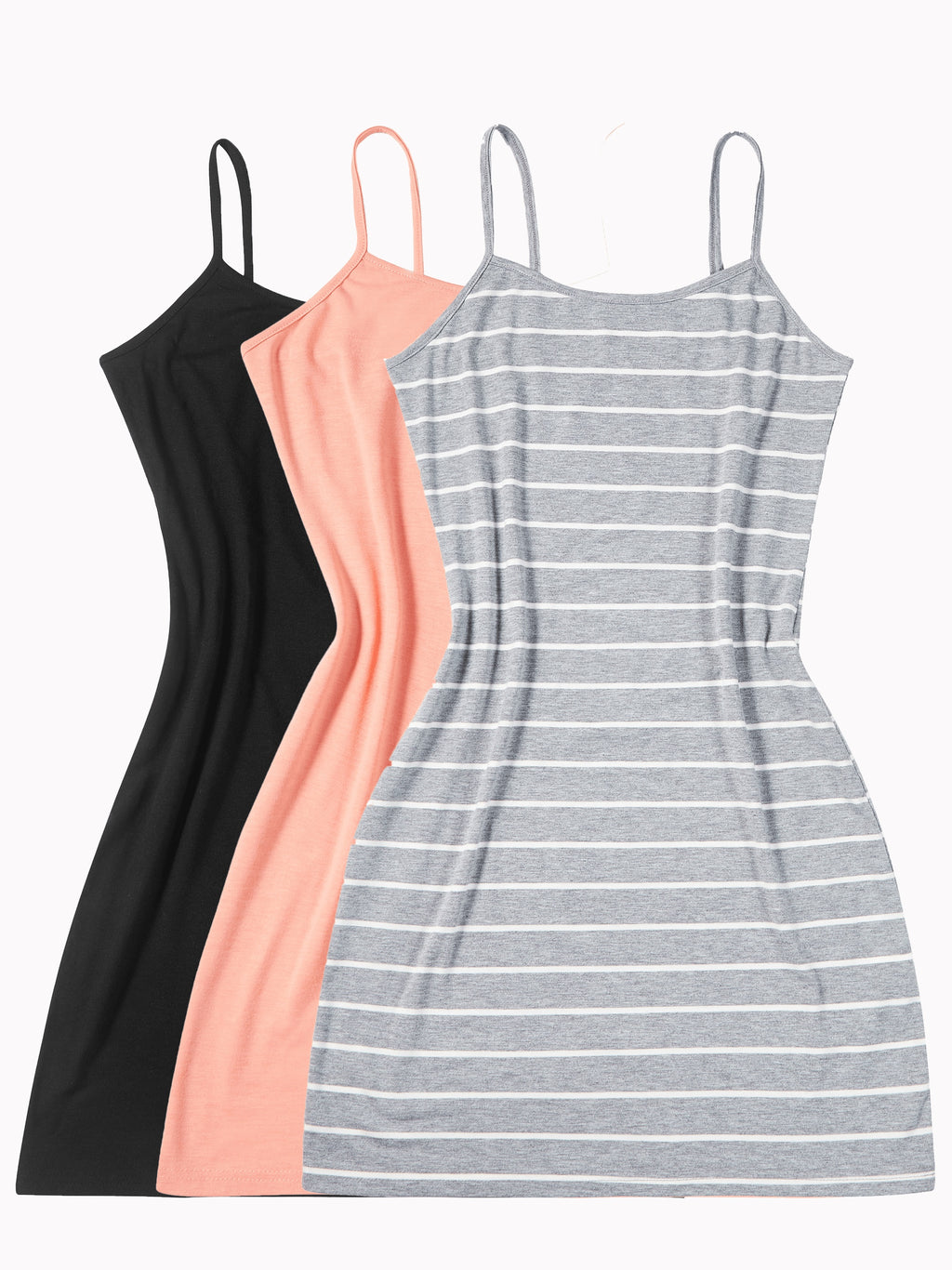 3-Pack Chic Summer Cami Dresses - Breathable, Lightweight Design with Adjustable Spaghetti Straps - Perfect for Casual Outings