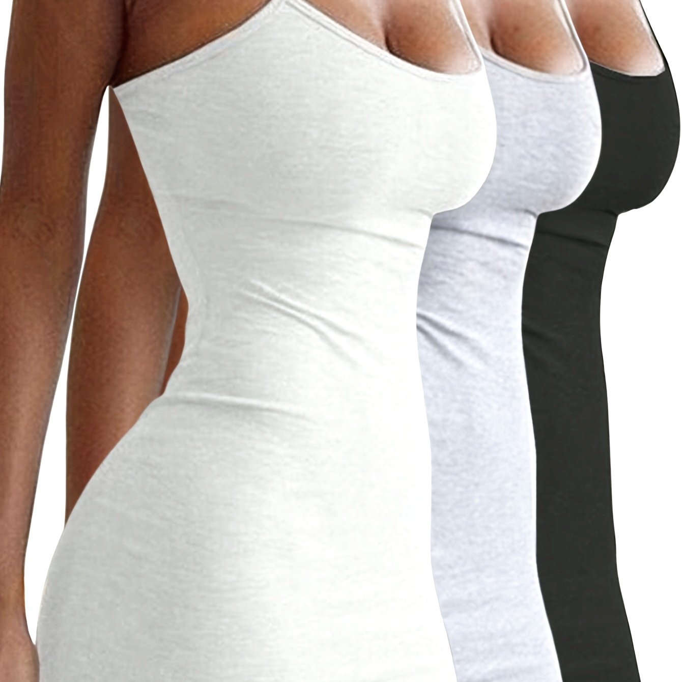 3-Pack Women's Sexy Off-Shoulder Slim-Fit Dress - Stretch Machine Washable Solid Color Casual Clothing for Daily and Seasonal Wear, Dresses For Women, Womens Clothes, Short Dress, Dress For Women, Short Dresses For Women, Clu
