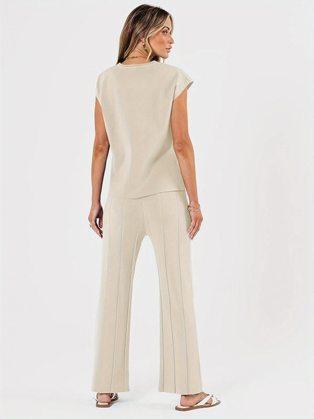 2pcs Outfits for Women Lounge Matching Set Two Piece Knit Tracksuit Sweatsuits Top& Pants