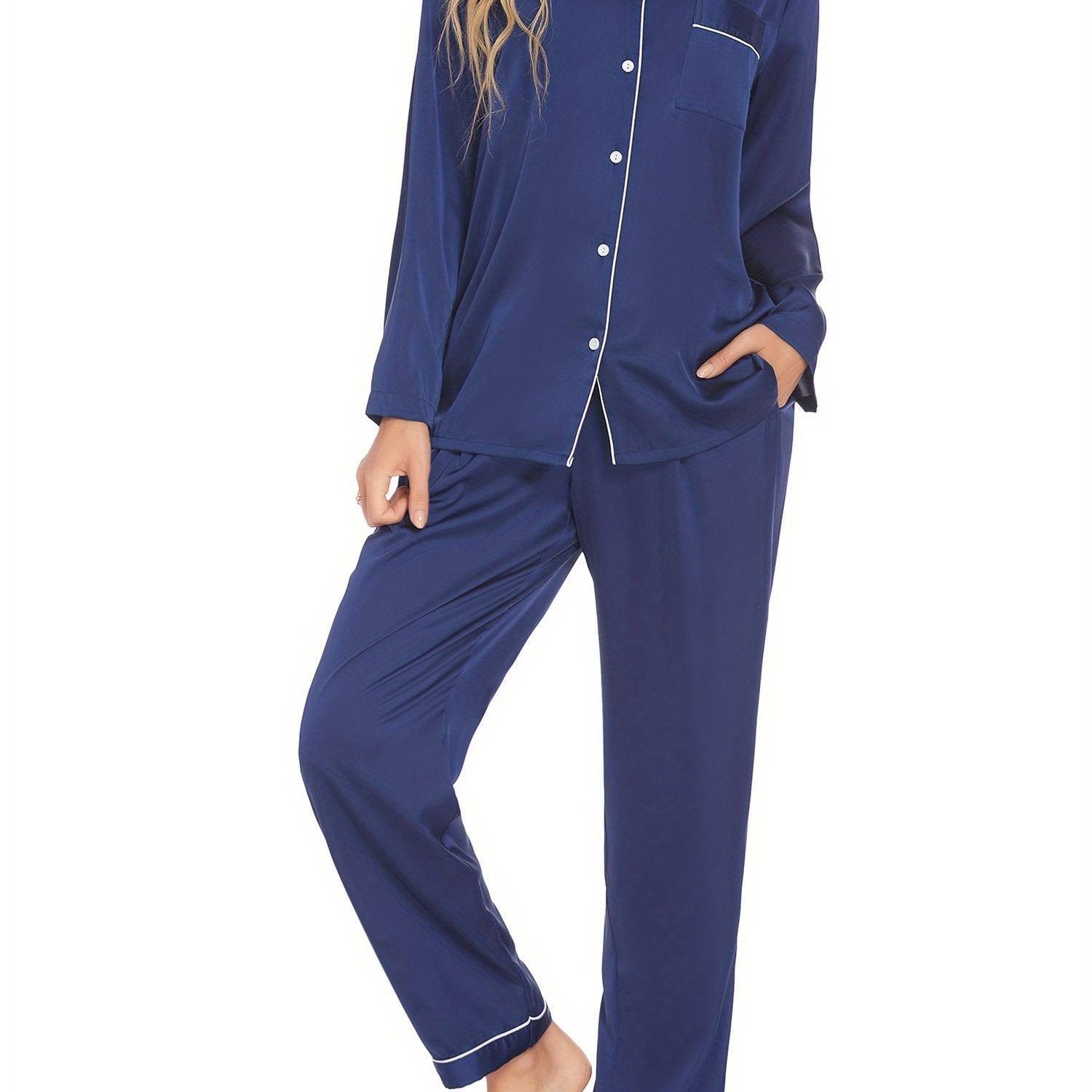Couples Matching Pajamas Long Sleeve Sleepwear Satin Soft Button Down Loungewear Pjs Set perfect for pajama parties christmas pajamas Anniversary gift winter outfits for women 2 piece set