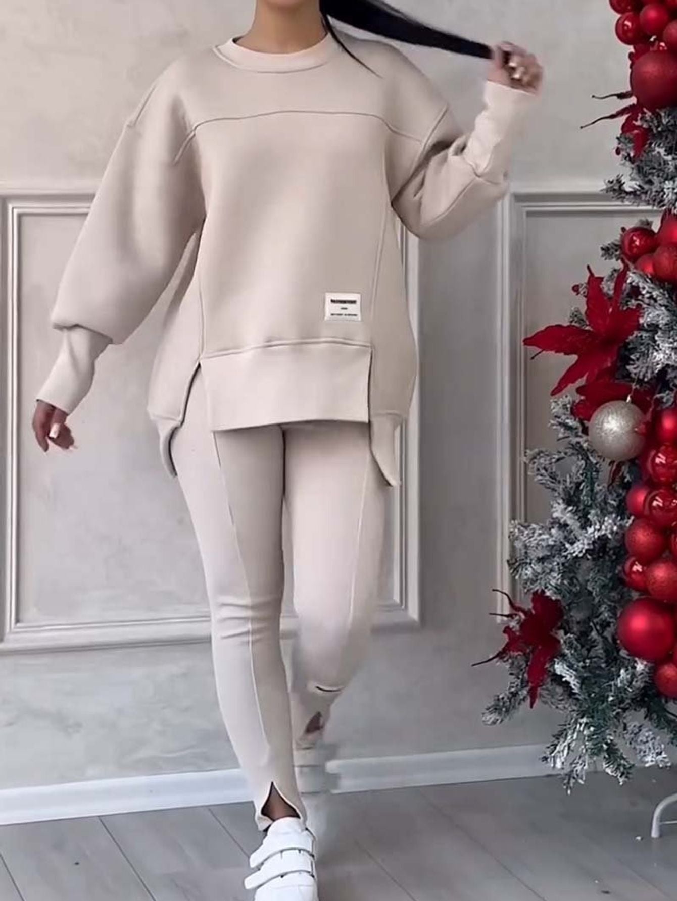 Comfortable Plus Size Women'S Casual Long Sleeve Color Block Athletic Top and Pants Set, Plus Size Workout Clothes for Women, Gym Outfits for Women Set Plus Size, Gym Clothes Women, Womens Plus Size Workout Clothes, Gym Outfi