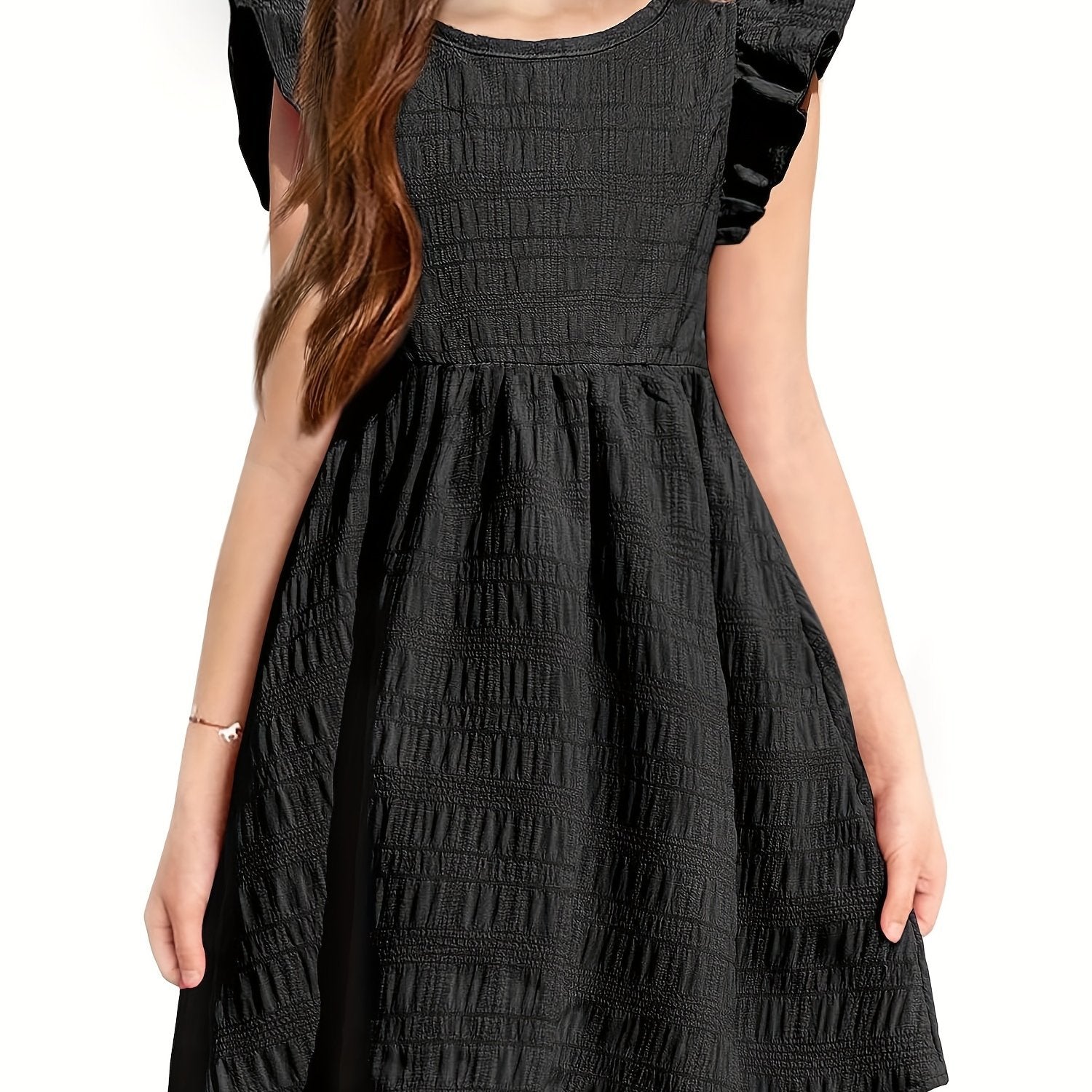 Girls Dress Casual Ruffle Sleeveless A Line Summer Dresses With Pockets 4-12 Years