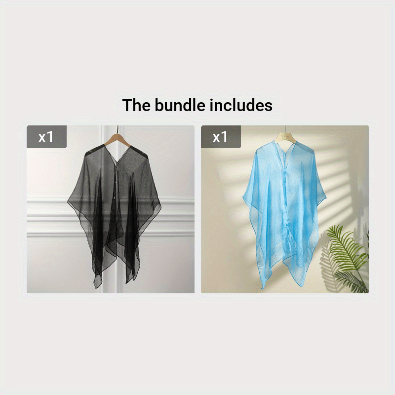 1pc Women's Lightweight Elegant Shawl - Dual-Layer Design, Vibrant Solid Color (Black/Green/Orange/Blue/Pink), Non-Stretch Fabric for Casual & Formal Outings, Shawls for Sleeveless Dresses, Outdoor Apparel, Flowing Duster, Co