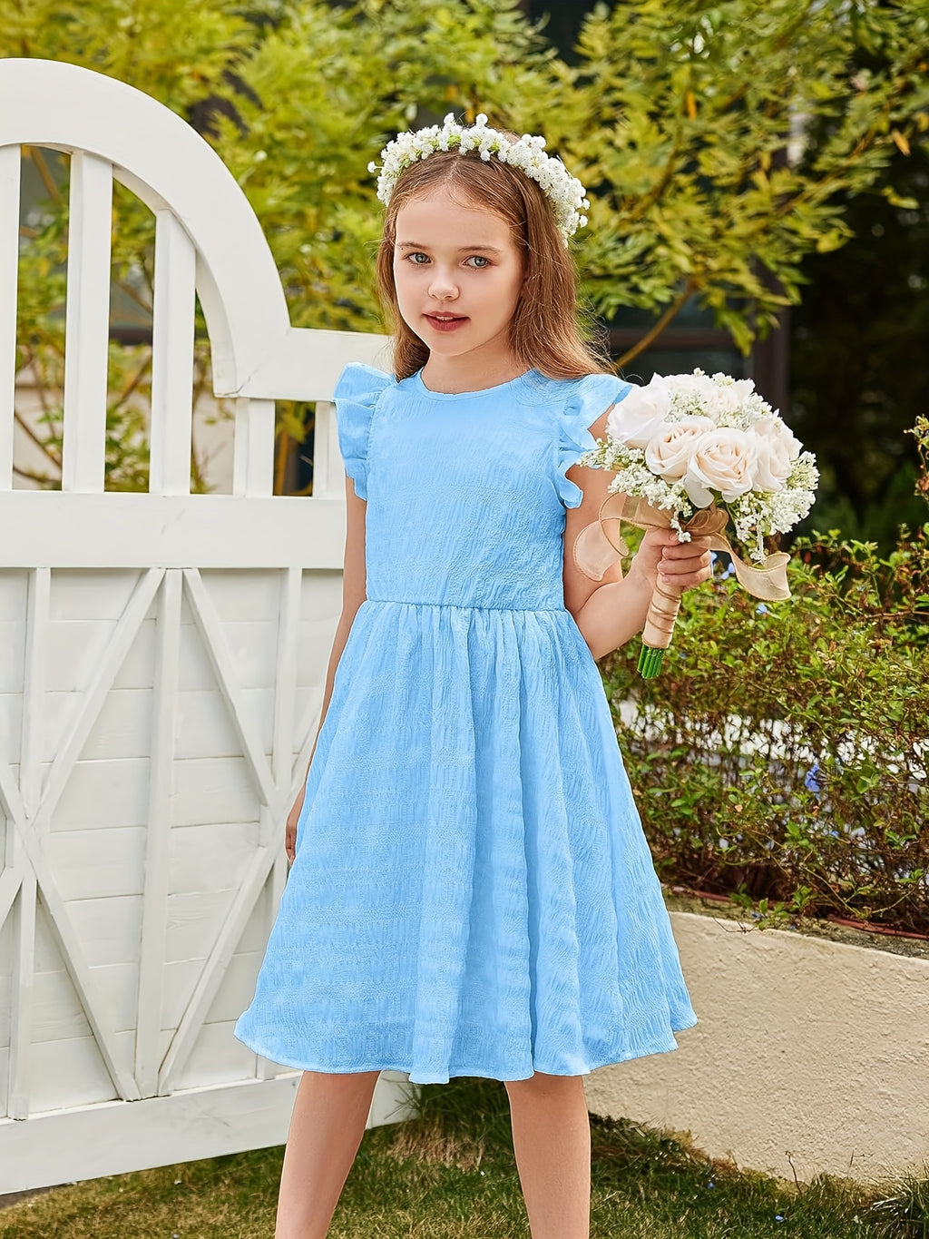 Girls Dress Casual Ruffle Sleeveless A Line Summer Dresses With Pockets 4-12 Years