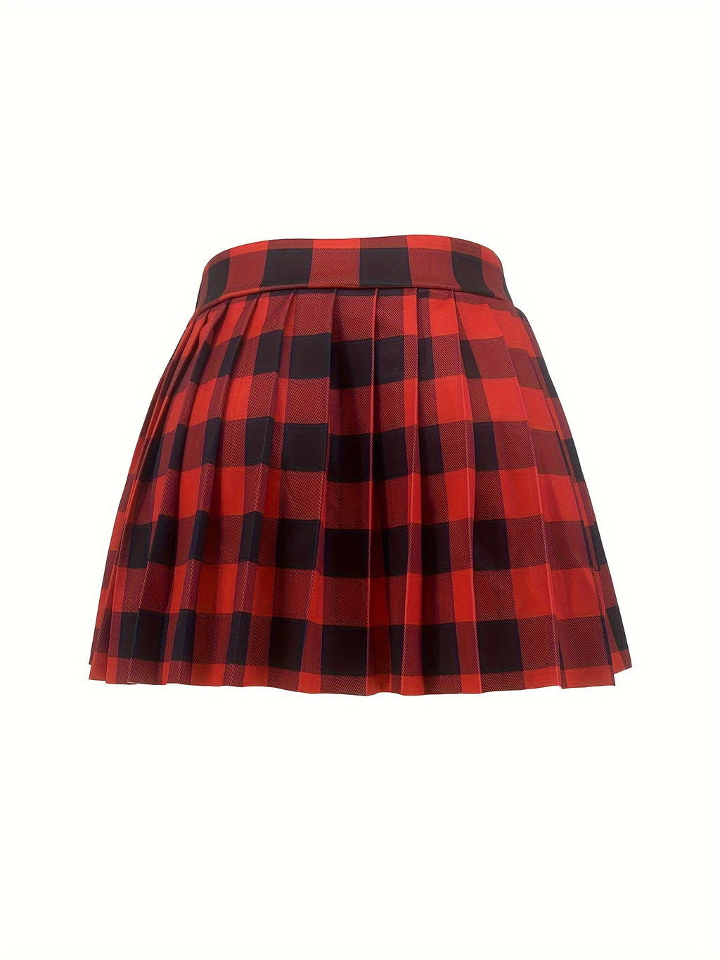 Sexy Smock Dress Style - Women's Short Plaid Mini Skirt with Pleated Skat (No Overalls Needed) | All-Season Machine Washable - Short Length Skirt | For Casual & Dressy Outfits - Non-Skirt for Blouses/Dresses | Easy Care & Yea