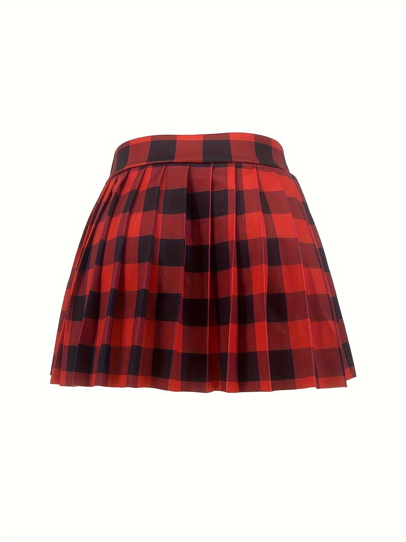 Sexy Smock Dress Style - Women's Short Plaid Mini Skirt with Pleated Skat (No Overalls Needed) | All-Season Machine Washable - Short Length Skirt | For Casual & Dressy Outfits - Non-Skirt for Blouses/Dresses | Easy Care & Yea
