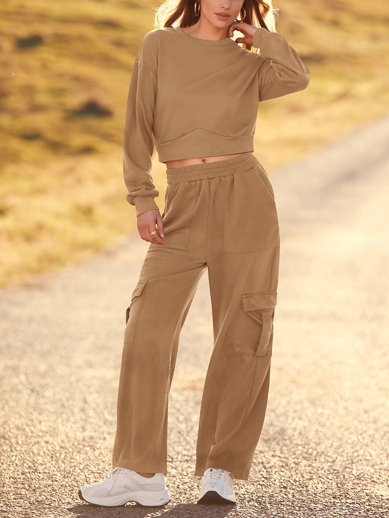 2 Piece Outfits For Women 2024 Summer Short Sleeve Wrap V Neck Crop Tops Wide Leg Pants Set