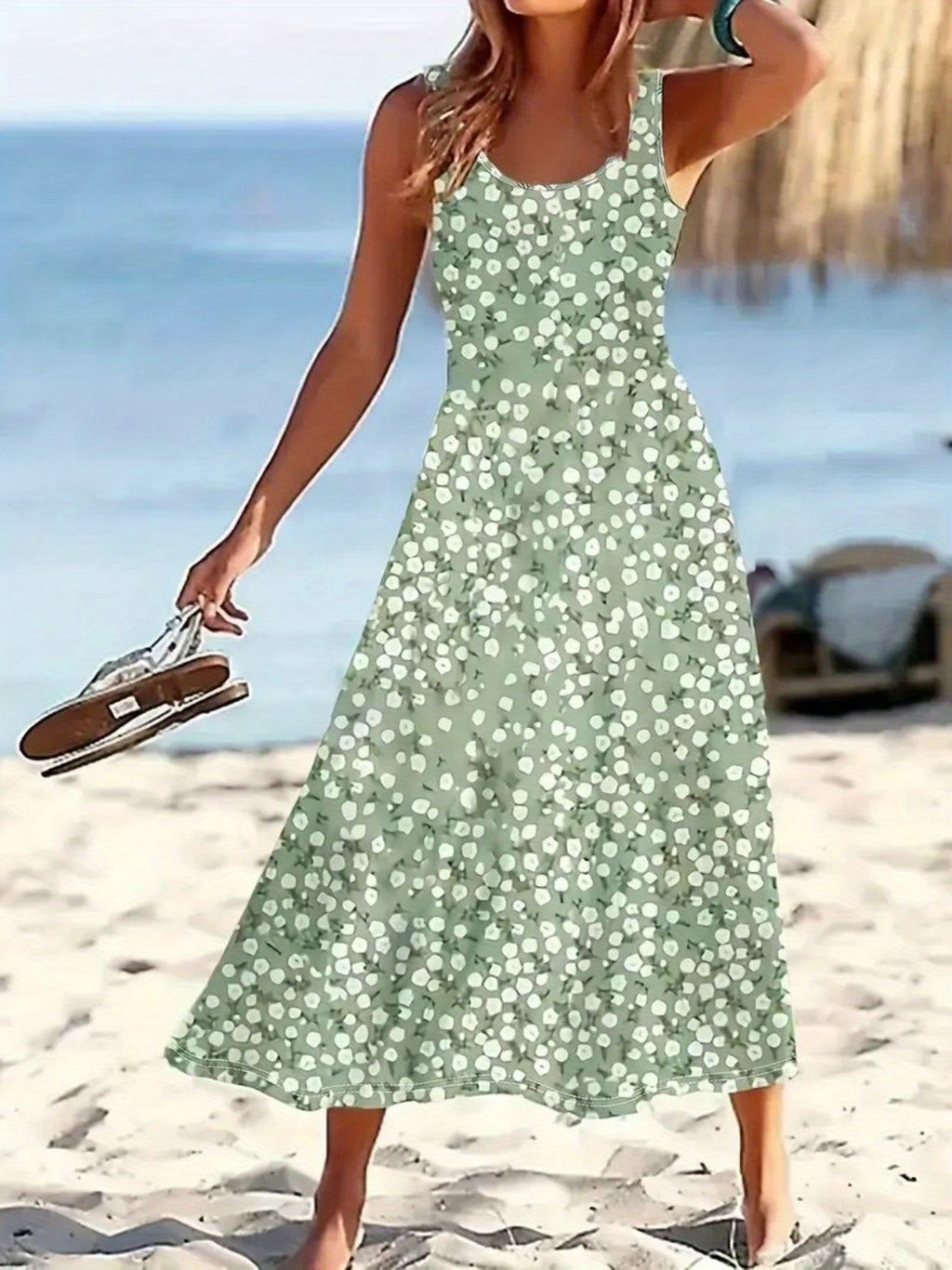 SINHOON Summer Dresses For Women 2025 Sleeveless Boho Maxi Sundress Loose Casual Flowy Beach Dress Midi Dress