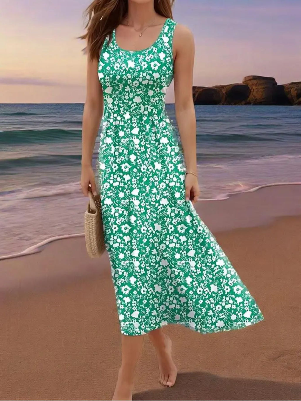 SINHOON Summer Dresses For Women 2025 Sleeveless Boho Maxi Sundress Loose Casual Flowy Beach Dress Midi Dress