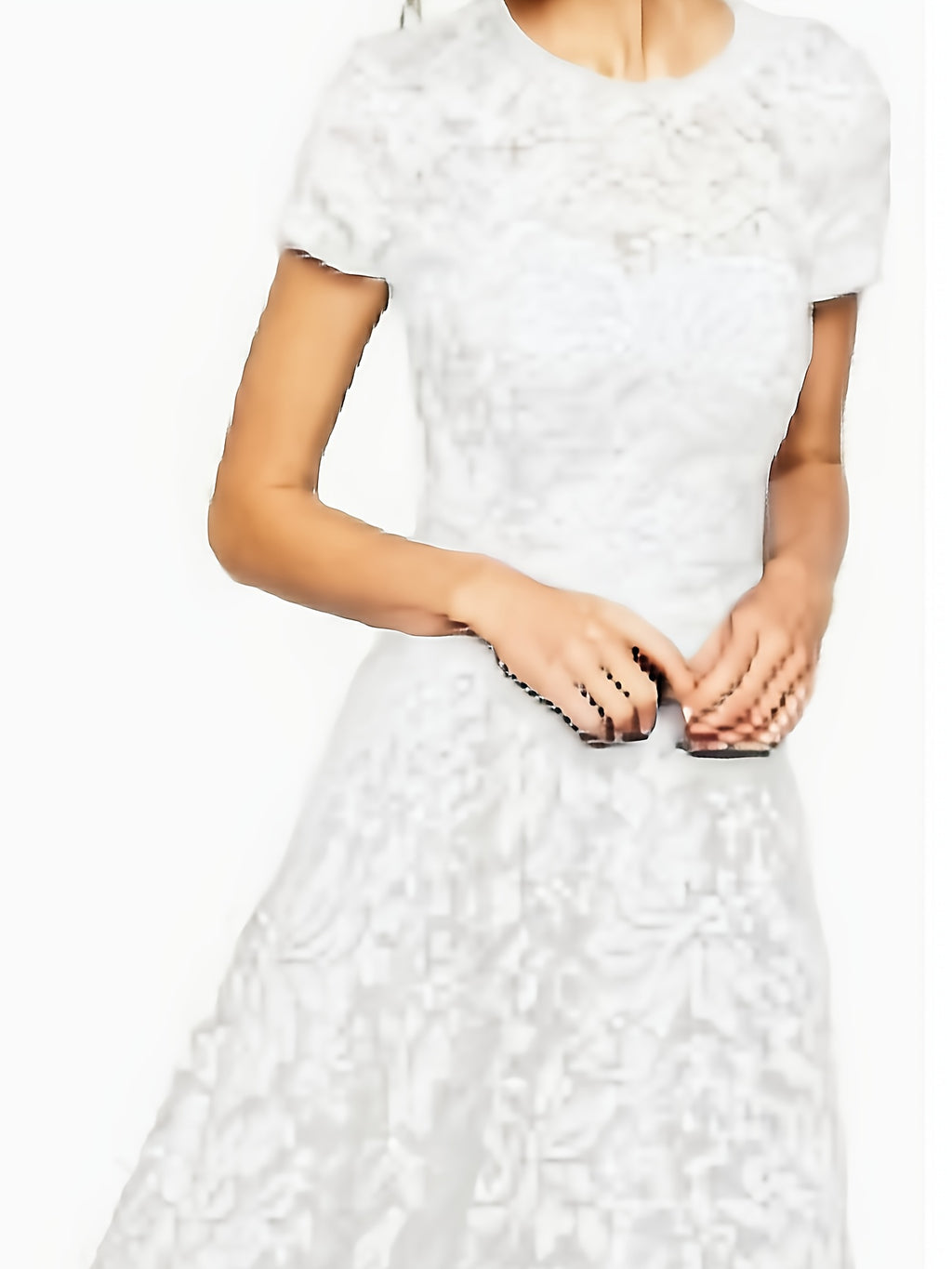 A-Line Dress with Floral Design - Short Sleeve Summer Dress Featuring a Crew Neck And Semi-Sheer Lace, Perfect for Beach Trips And Casual Chic Looks, Adorable Summer Dresses with a Soft Fabric.