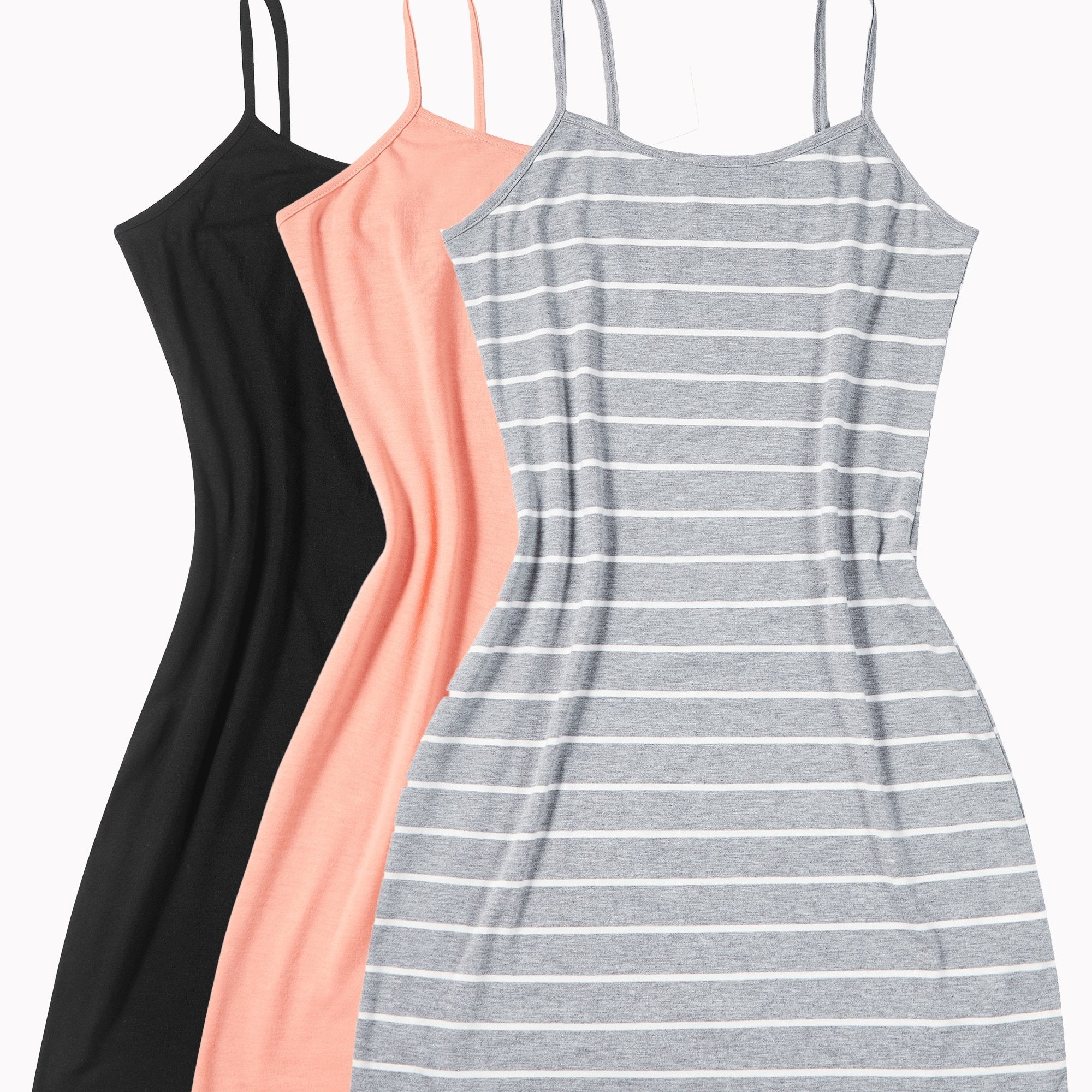 3-Pack Chic Summer Cami Dresses - Breathable, Lightweight Design with Adjustable Spaghetti Straps - Perfect for Casual Outings