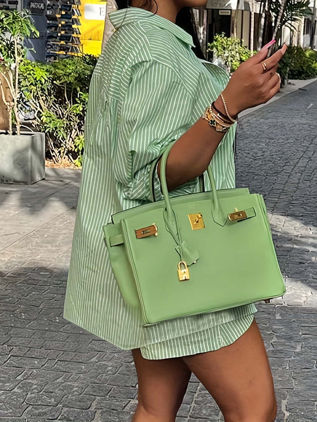 Striped Matching Two-piece Set, Casual Long Sleeve Shirt & Drawstring Shorts Outfits, Women's Clothing
