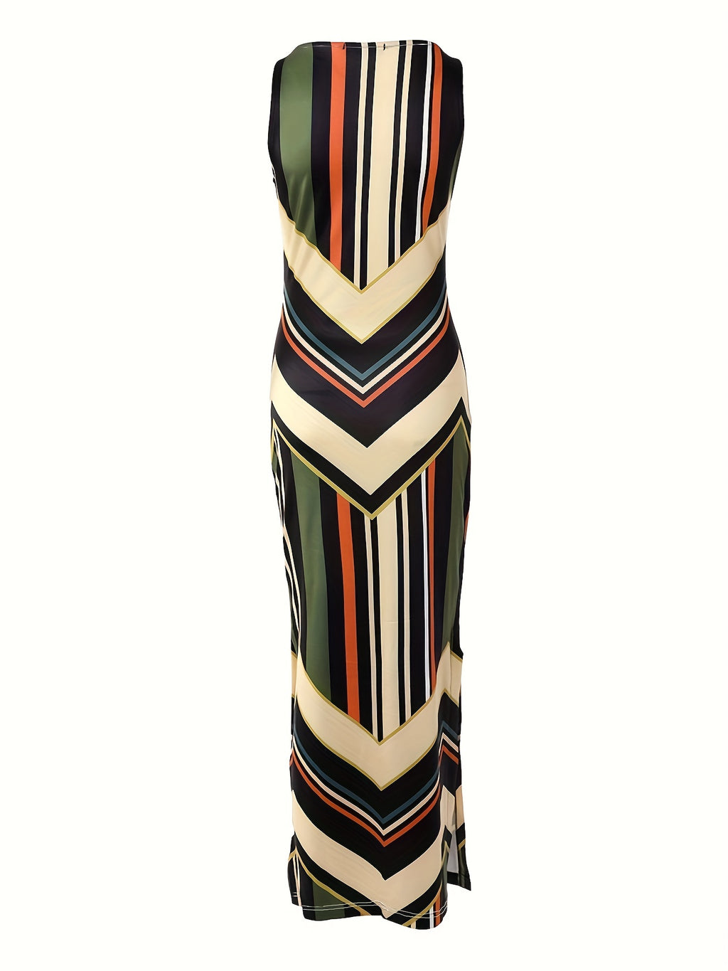 Women's Elegant Sleeveless Maxi Dress, Flattering Fit, Formal & Casual Chic Outfit, All-Season Formal Party Wedding Everyday Dresses for Women, Geometric Pattern, Spring/Fall/Summer, Dresses for Wedding, Spring Fashion, Styli