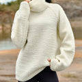 Women's Plush Winter Hoodie - Elegant High-Neck Sweater Jacket, Soft Warm Long Sleeve Pullover Coat, Machine Washable White Sweater for Fall & Winter, Casual to Formal Wear (No Bulk Collar), Winter Clothes For Women, Sweaters