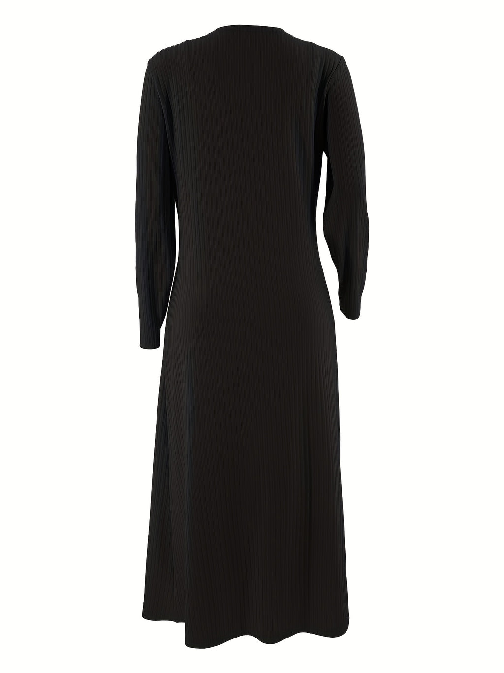 Two-piece Long Sleeve Casual Solid Ribbed Set: Cardigan & Bodycon Cami Dress Outfits for Women