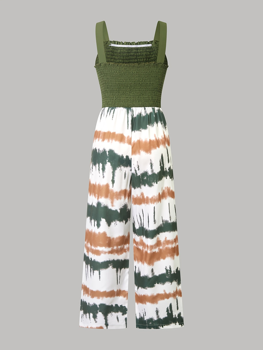 Teen Girls' Fashionable Casual Tie-Dye Jumpsuit with Decorative Strap Buttons - Slim Fit, Polyester, Machine Washable - Perfect for Spring/Summer, Dresses for Teens, Perfect for Outdoor