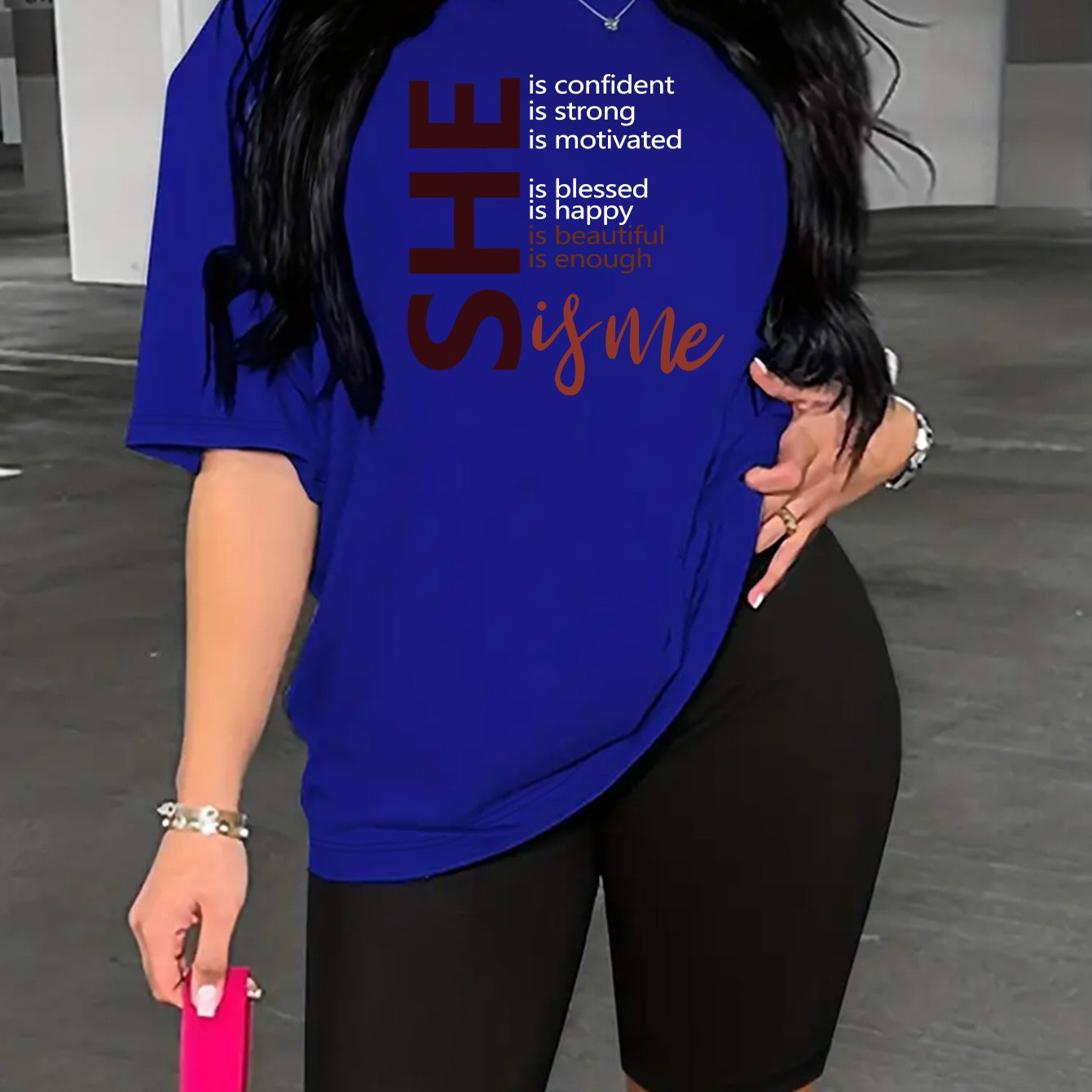 Two Piece Set, Drop Shoulder Short Sleeve Letter Print Casual T-shirt & Short Leggings Outfits for Women