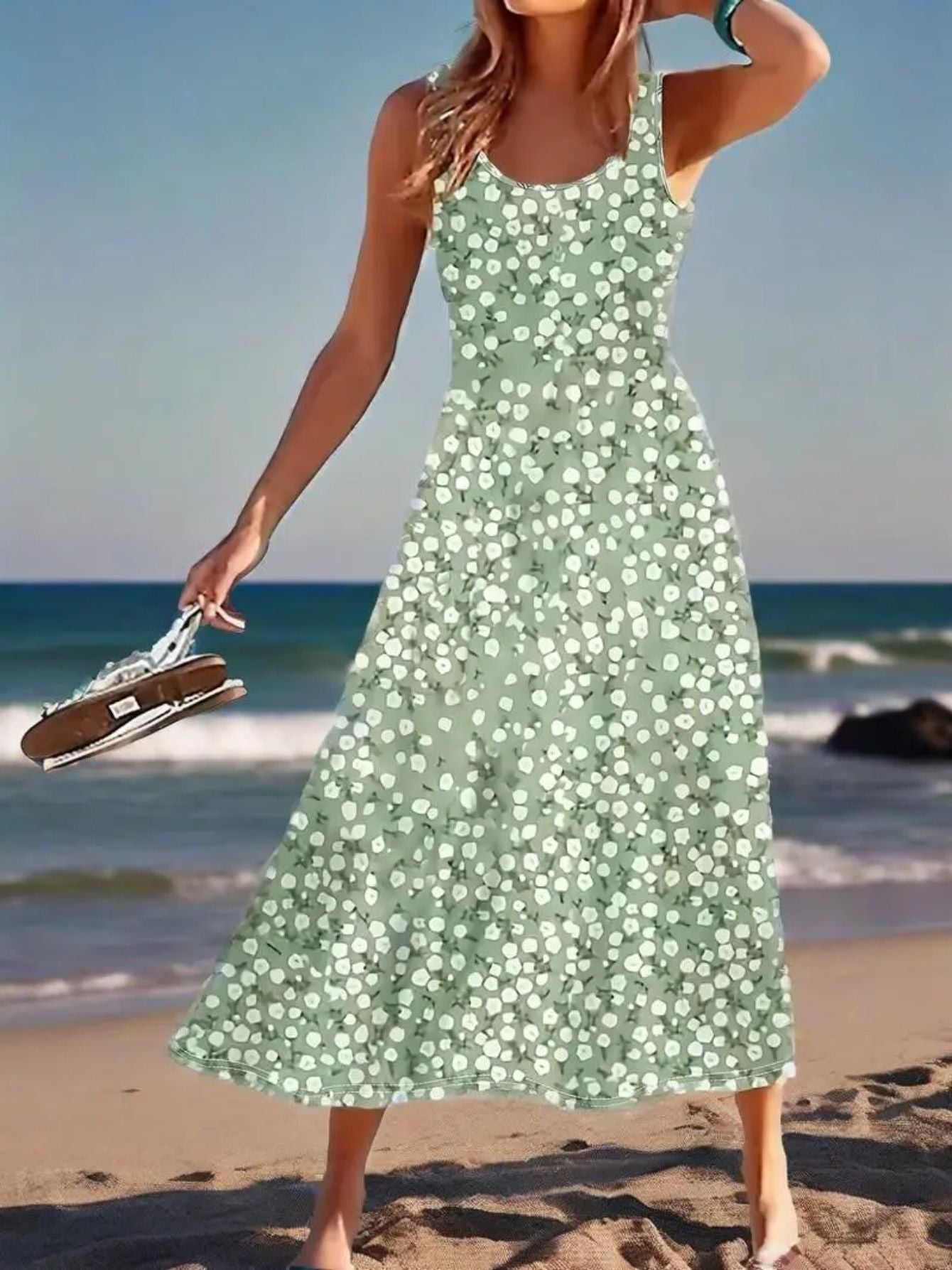 SINHOON Summer Dresses For Women 2025 Sleeveless Boho Maxi Sundress Loose Casual Flowy Beach Dress Midi Dress