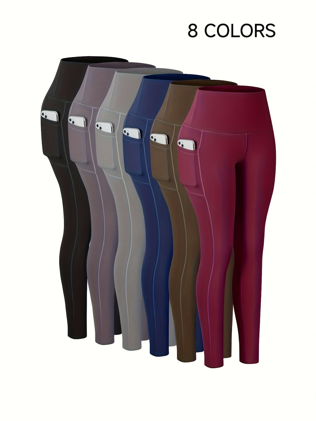 1pc of Women'S High-Waisted Yoga Trousers Featuring Pockets, Made from Solid Color Material, Designed in a Sporty Style, Highly Stretchable Athletic Leggings Suitable for Adults, Perfect for Thanksgiving And Christmas Outfits