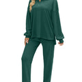 Two Pieces Outfits For Women Oversized Side Slit Sweatshirts&Comfortable Long Pants Sweatsuits