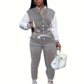 European And Trendy Women'S Patchwork Jacket with Single-Breasted Baseball Suit, a Two-Piece Outfit
