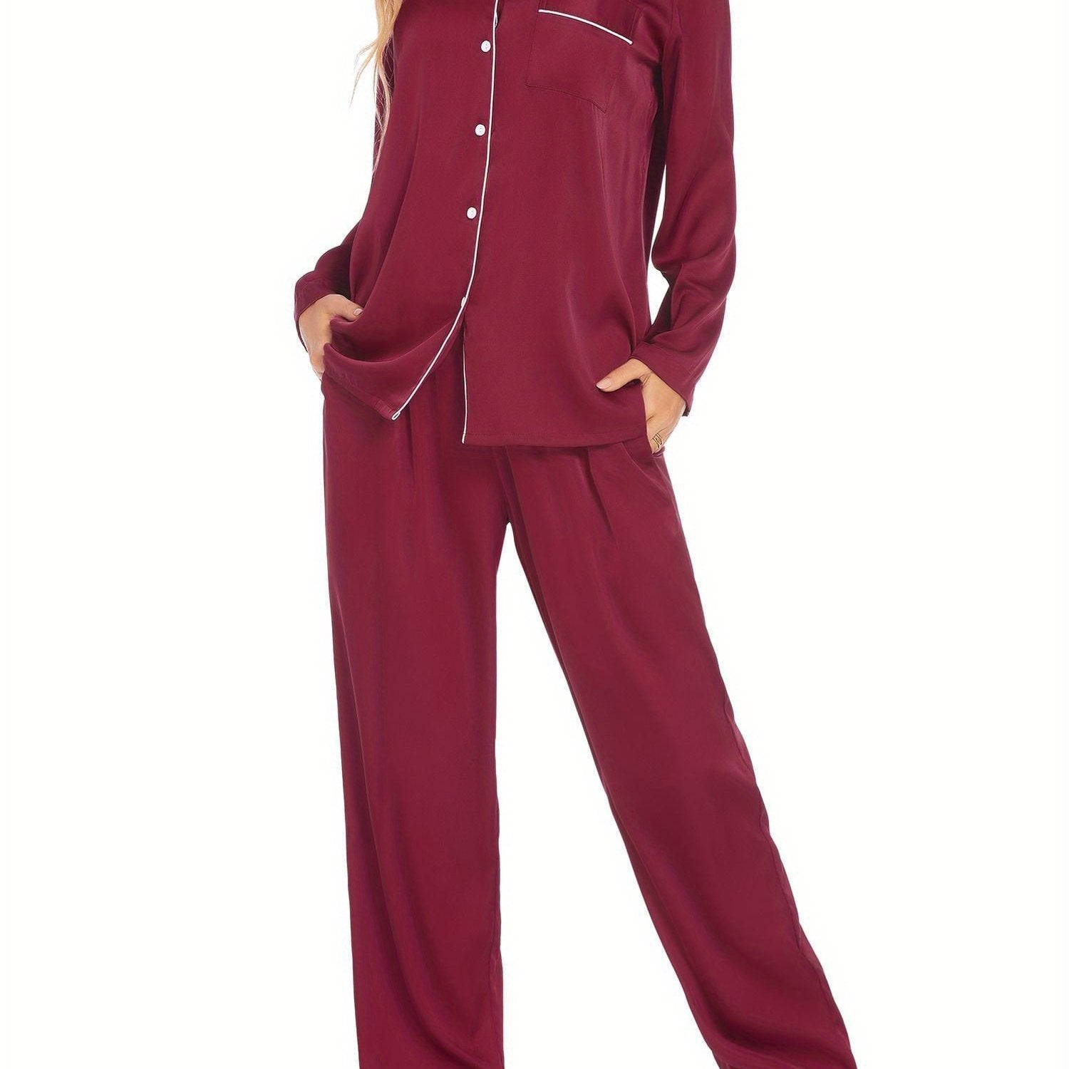 Couples Matching Pajamas Long Sleeve Sleepwear Satin Soft Button Down Loungewear Pjs Set perfect for pajama parties christmas pajamas Anniversary gift winter outfits for women 2 piece set
