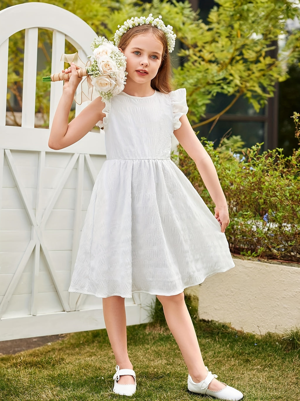 Girls Dress Casual Ruffle Sleeveless A Line Summer Dresses With Pockets 4-12 Years